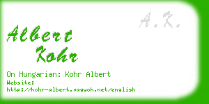 albert kohr business card